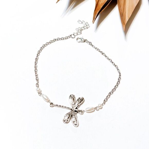 Silver boho anklet S562 - Picture 2 of 3